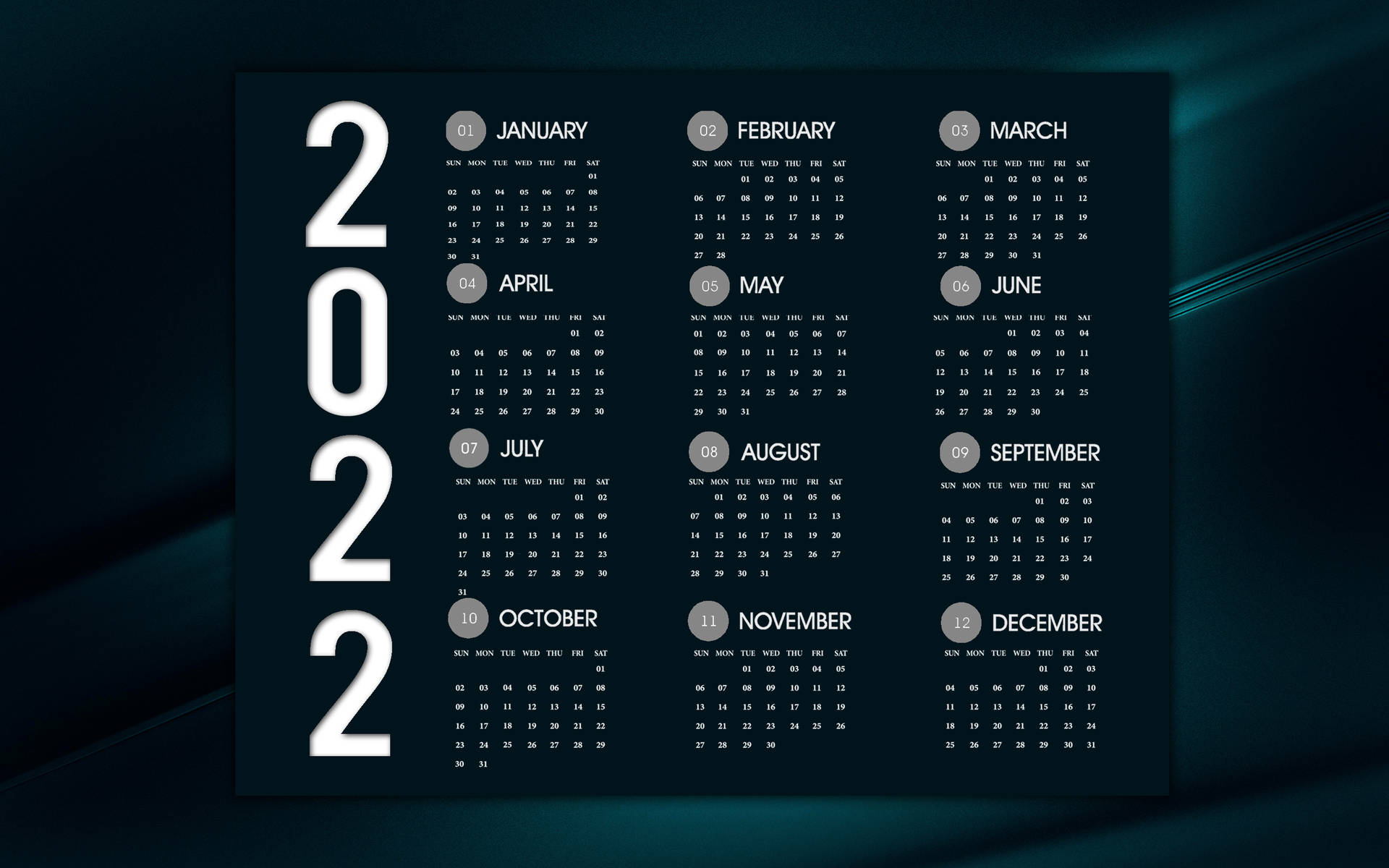2022 Calendar In Emerald Green Picture