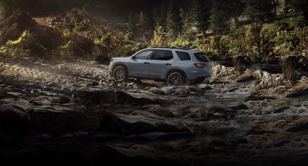 The 2020 Nissan Terrano Is Driving Through A Rocky Area
