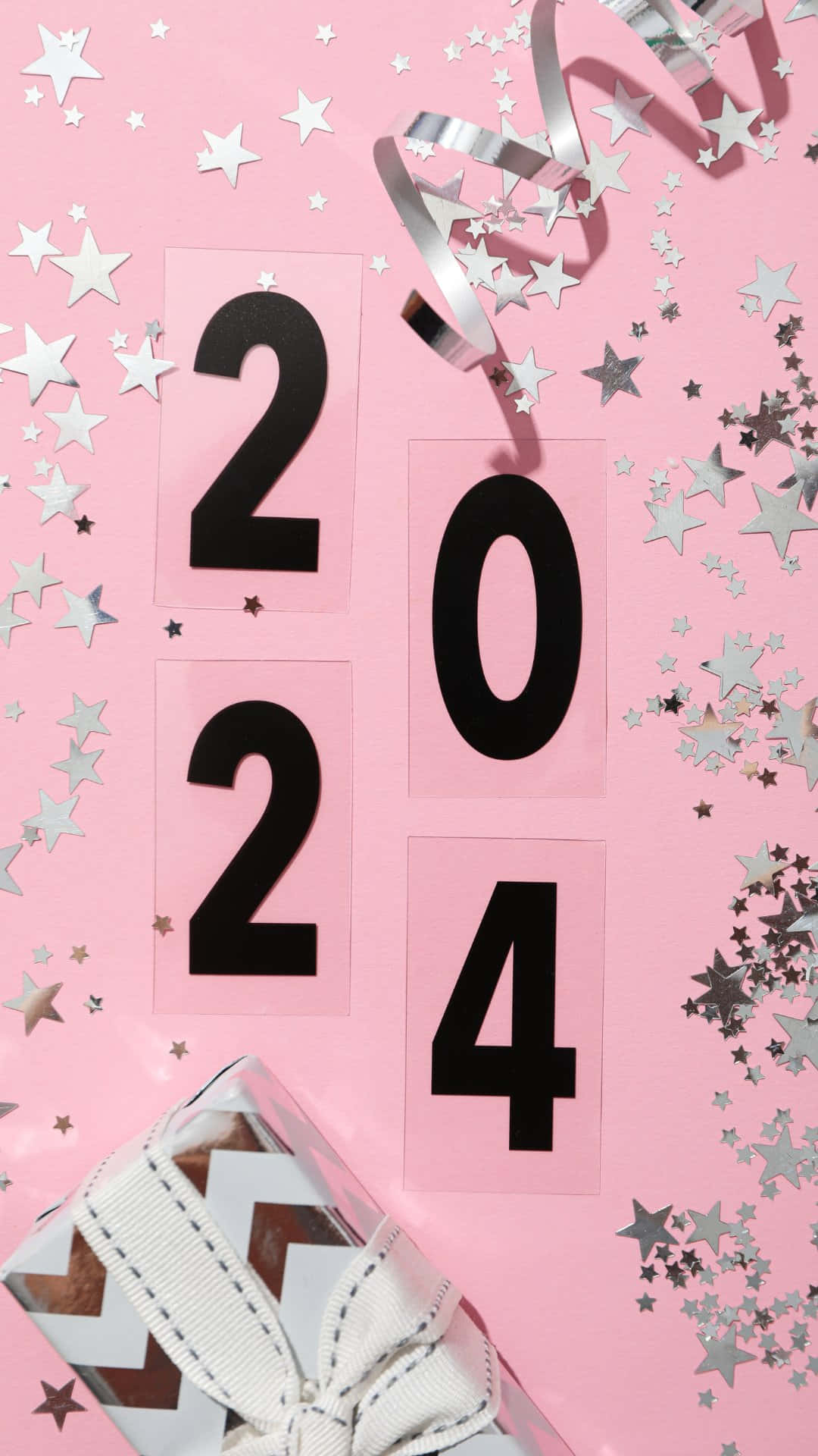 2024 Celebration Pink Background Wallpaper