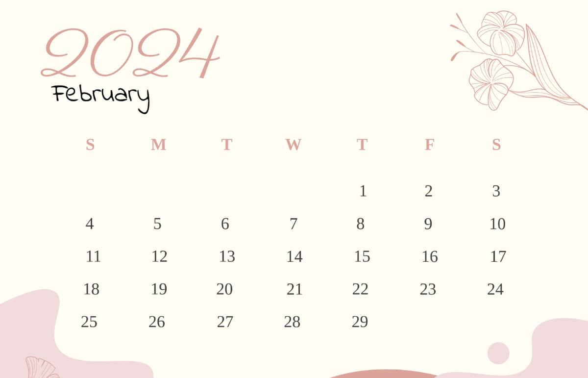 2024 February Calendar Aesthetic Wallpaper