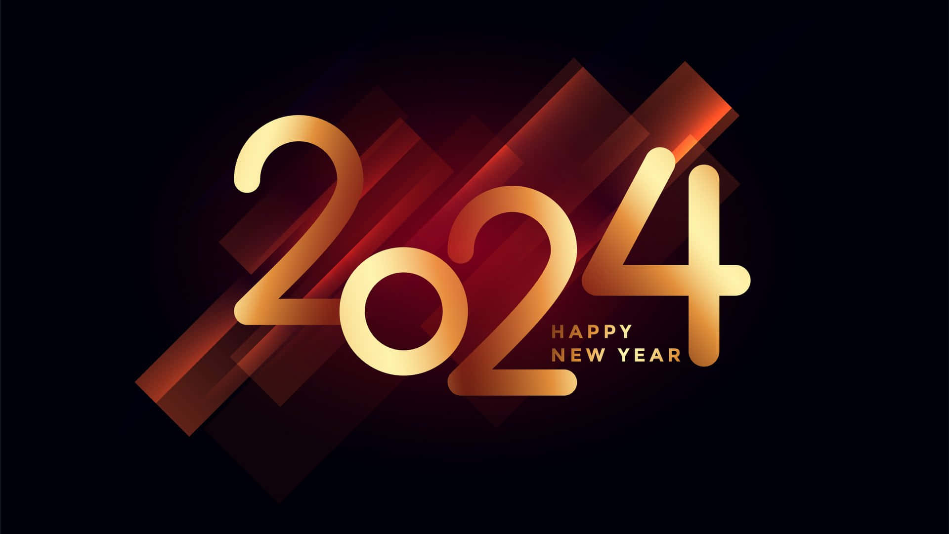 2024 Happy New Year Golden Design Wallpaper