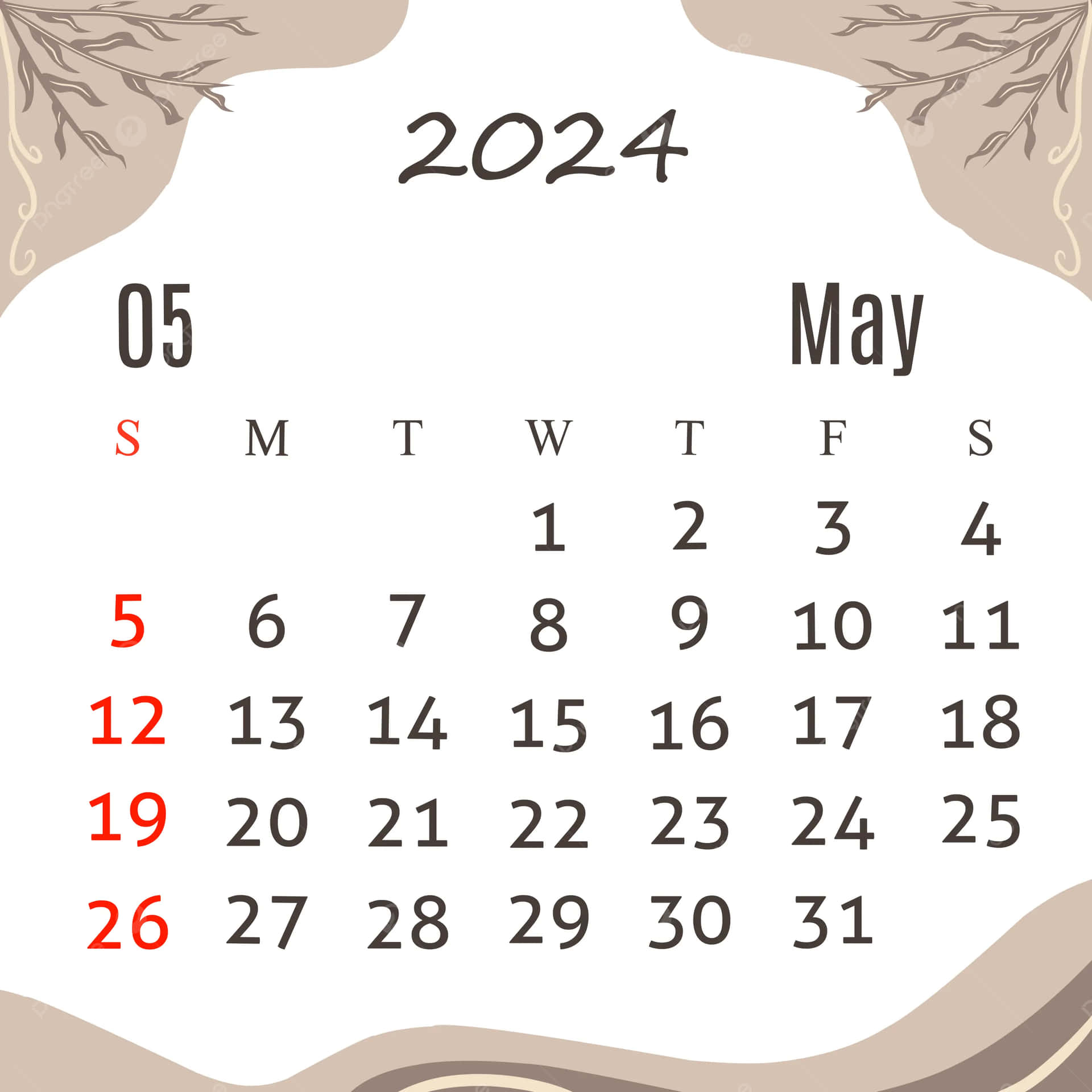 2024 May Calendar Aesthetic Wallpaper