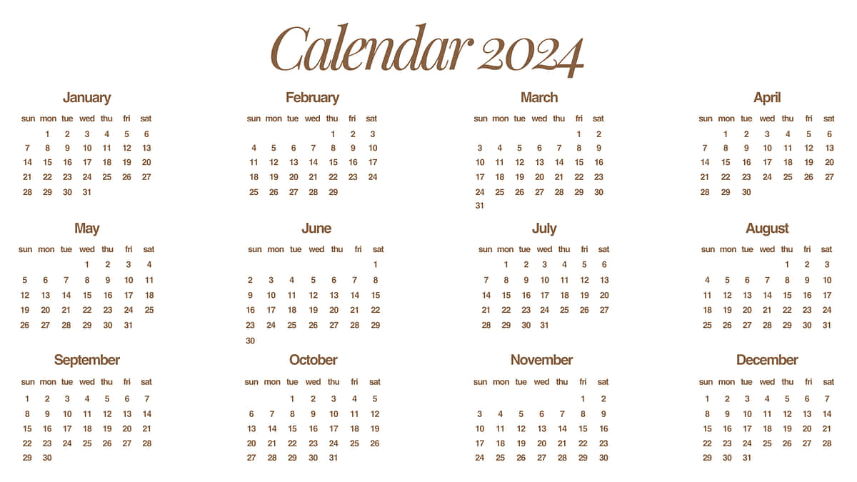 2024 Yearly Calendar Overview Wallpaper