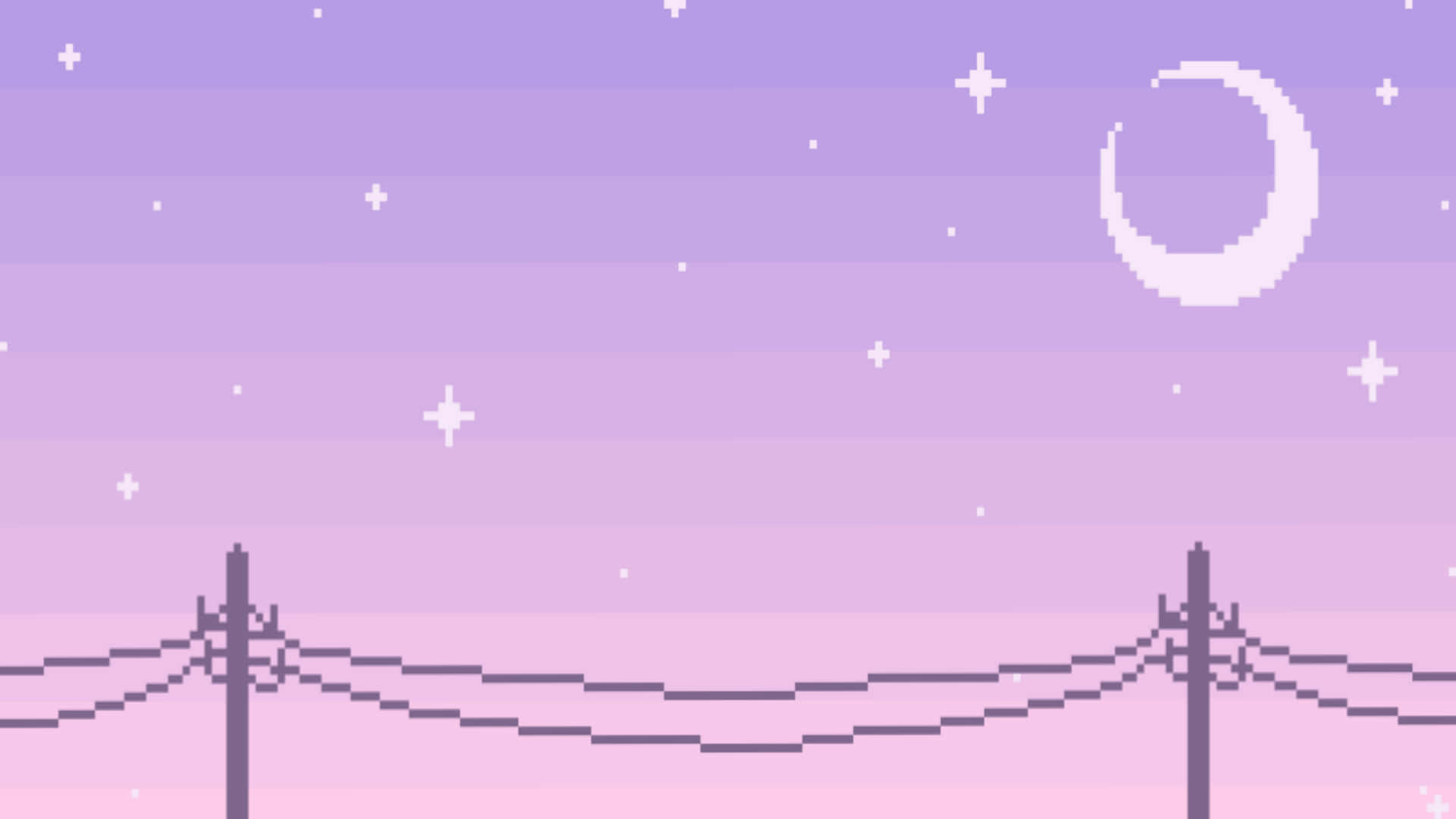 2048x1152 Aesthetic Pastel Pink Stars And Moon Pixel Art Wallpaper