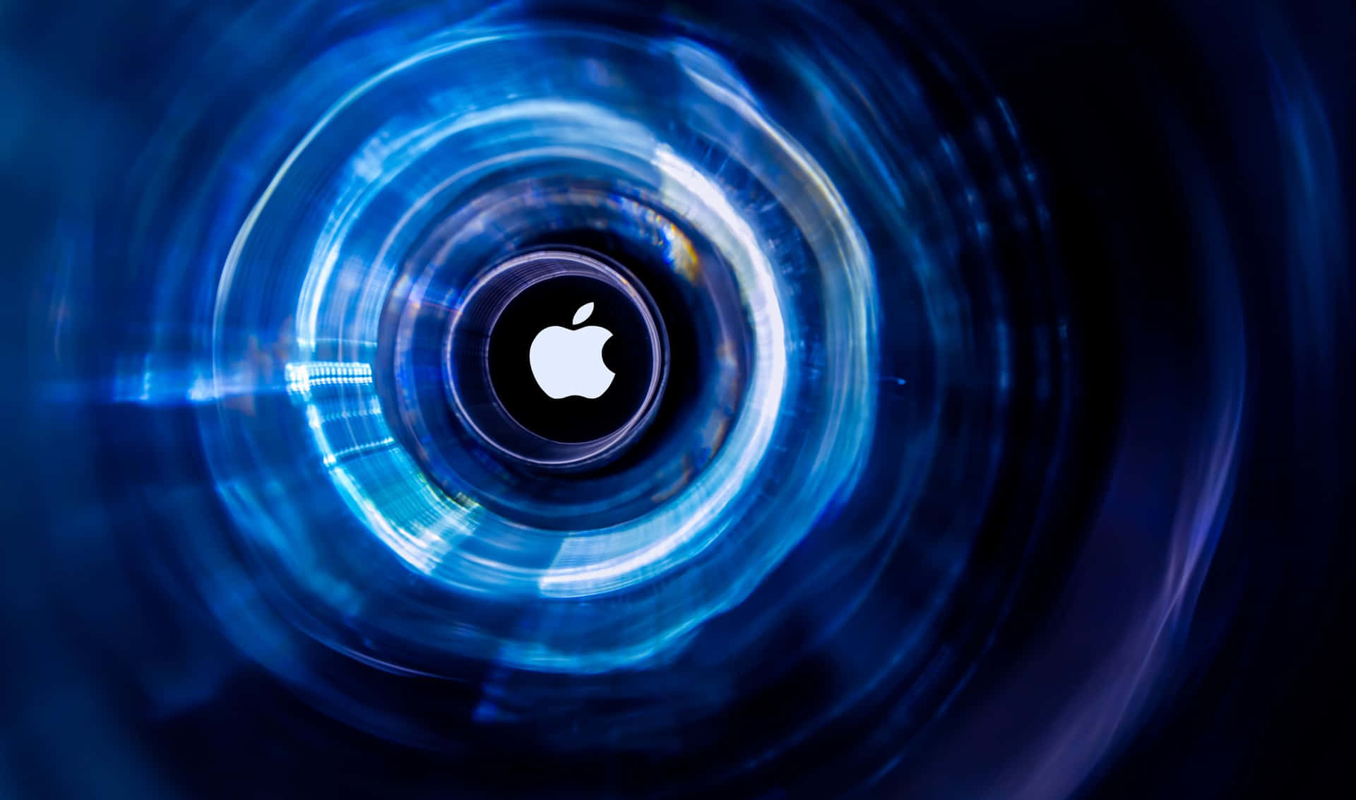 Logode Apple En El Fondo De Círculos Azules Con Resolución De 2440x1440.