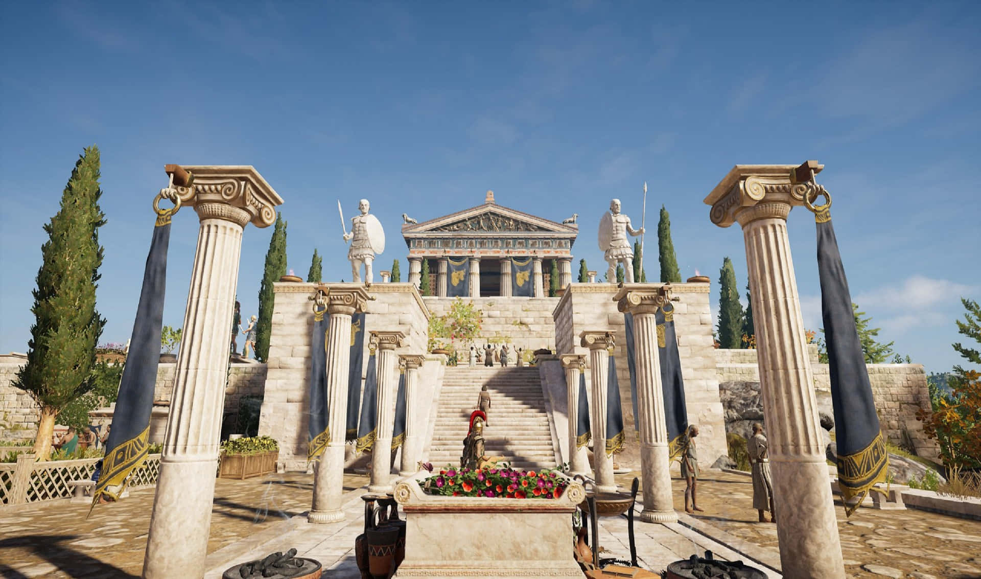 Sfondoassassin's Creed Odyssey 2440x1440 Kassandra Nel Tempio Di Poseidone