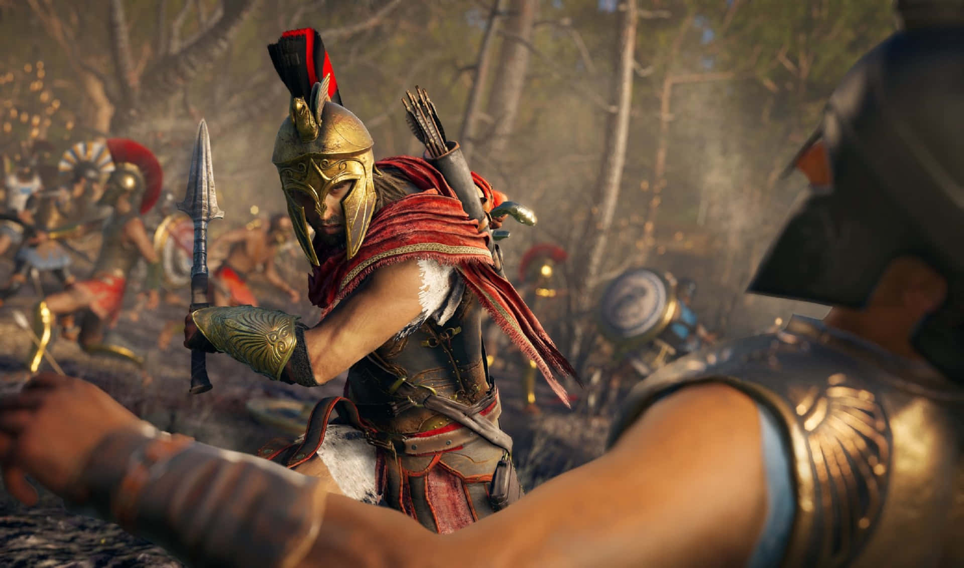 Fundode Tela Do Assassin's Creed Odyssey Alexios Em Guerra Com Resolução De 2440x1440.
