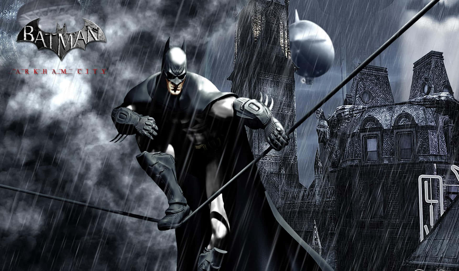 Batmanmöter Sina Rädslor I Spelet Arkham City.