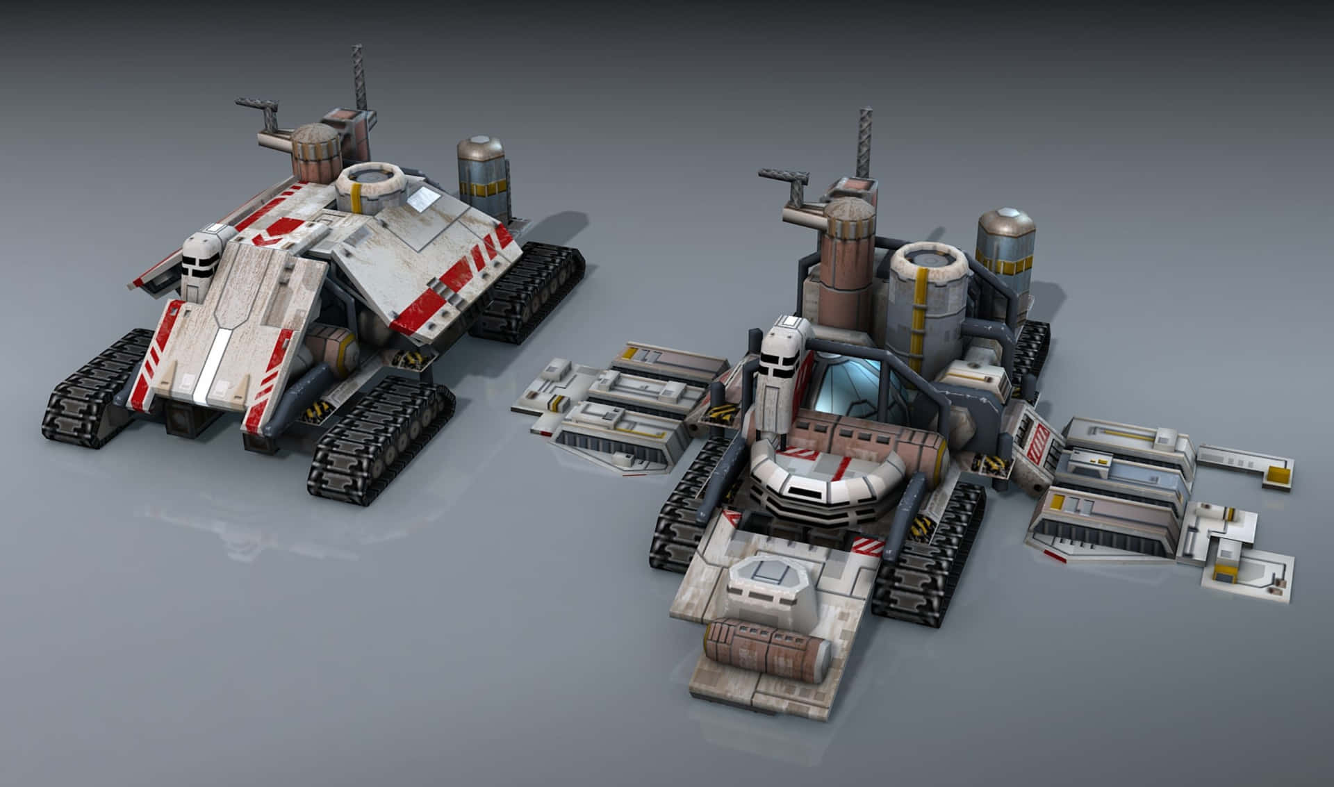 Two Tanks With A Spaceship On Them