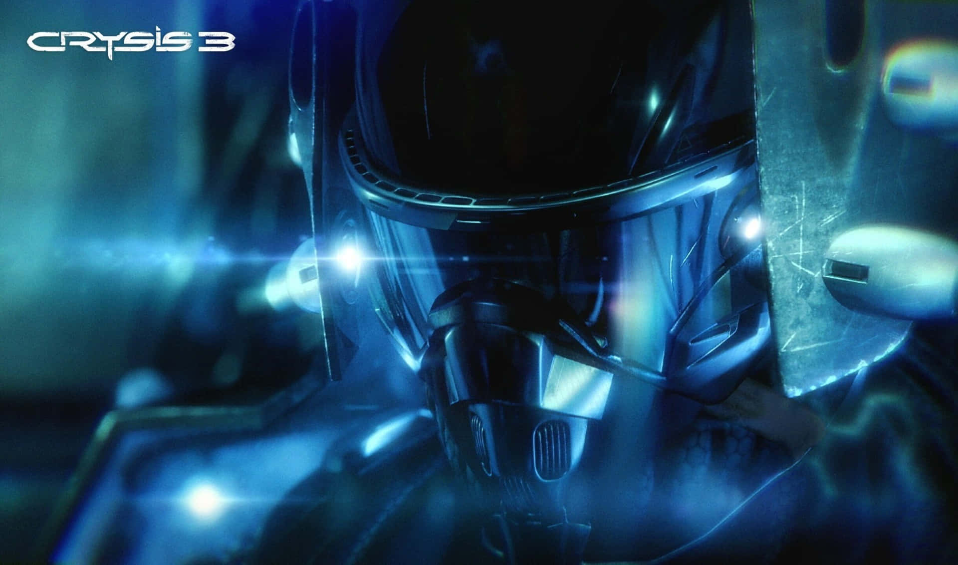 A Man In A Helmet With Blue Lights