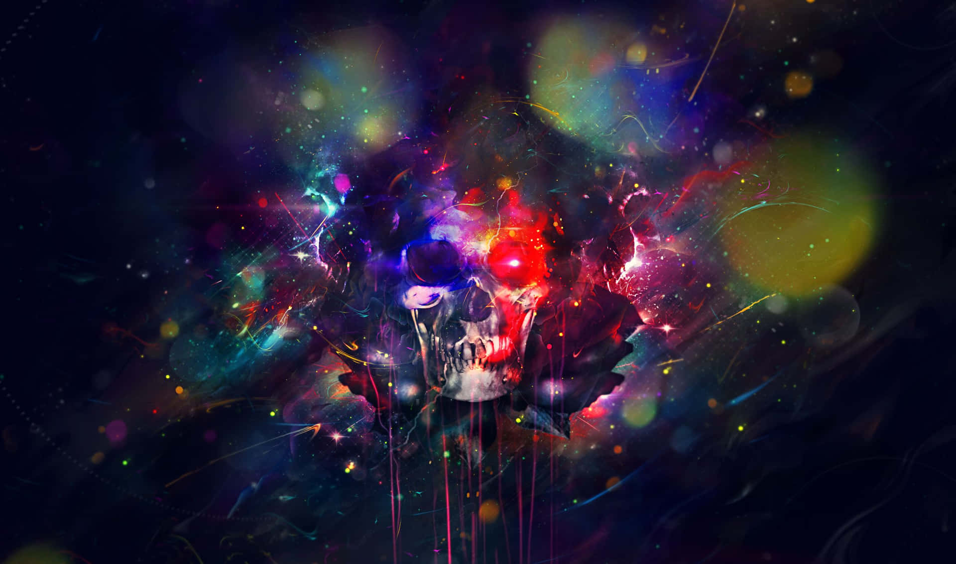 A Colorful Abstract Image Of A Skull