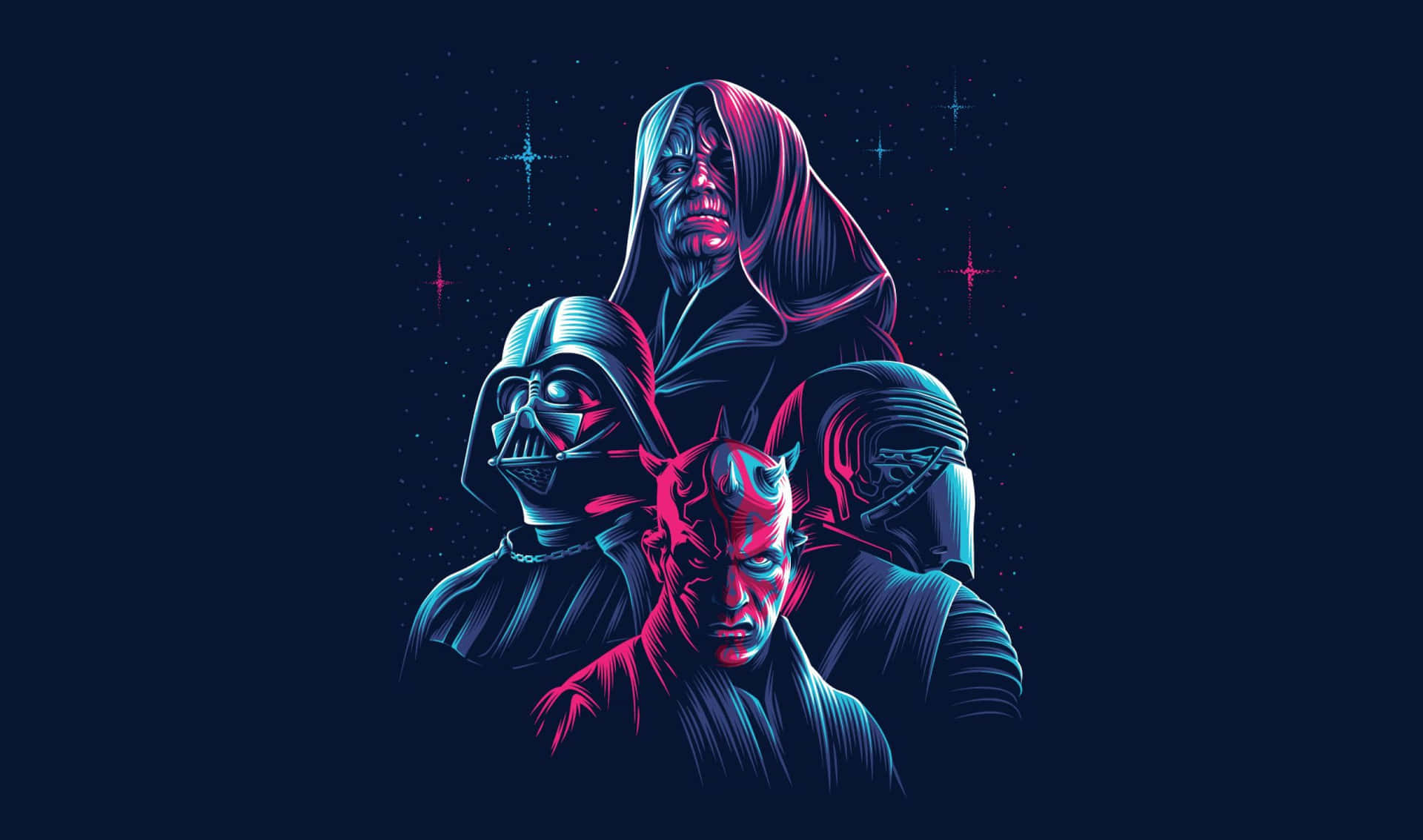 Star Wars Characters In A Blue Background