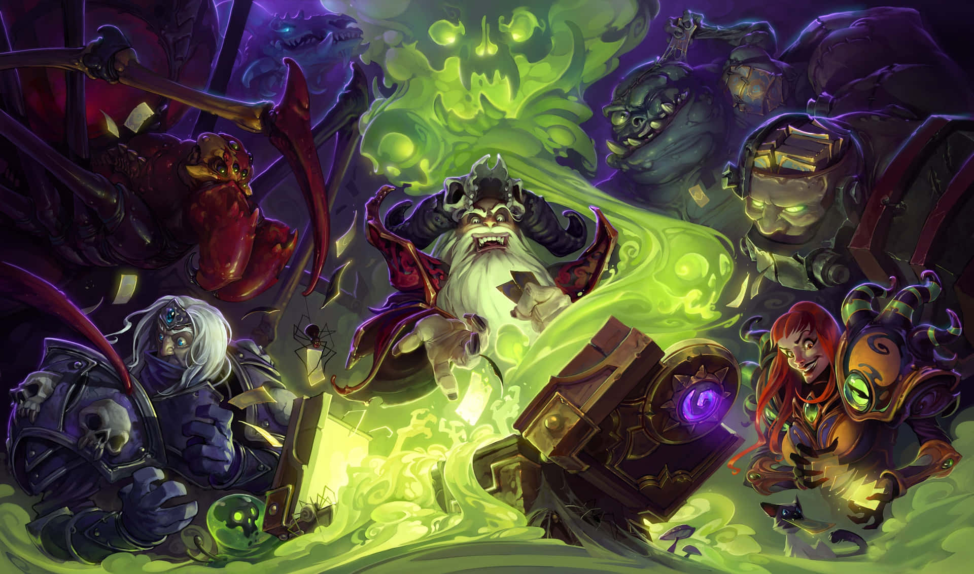 "Immerse yourself in the world of Hearthstone with this vibrant background."