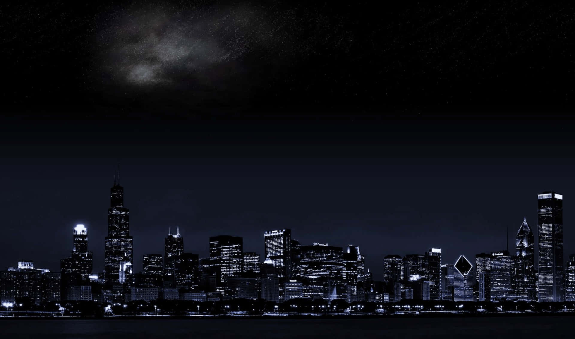 A City Skyline At Night