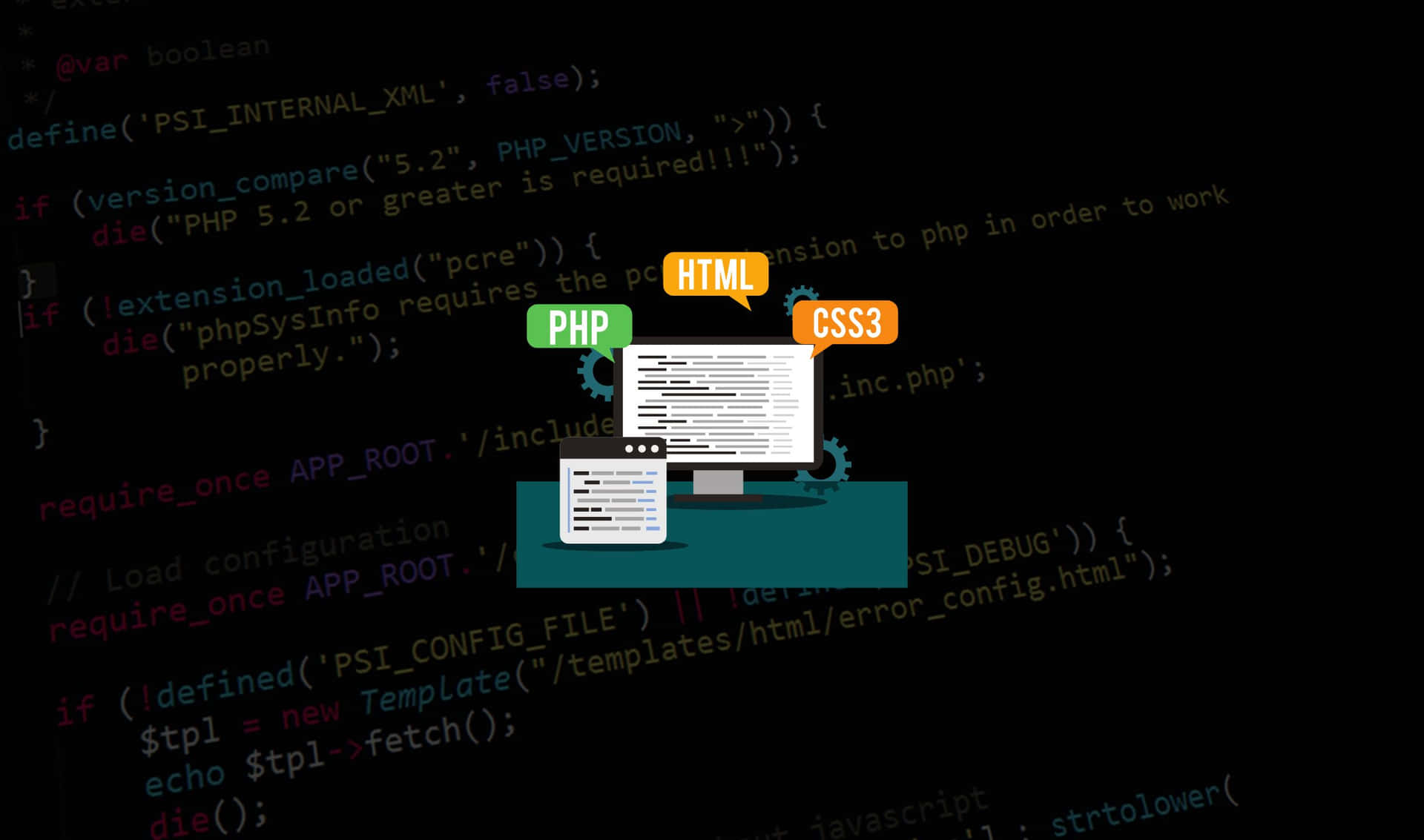 2440x1440 Programmerings baggrundscomputer monitor med PHP, HTML, CSS3 Wallpaper