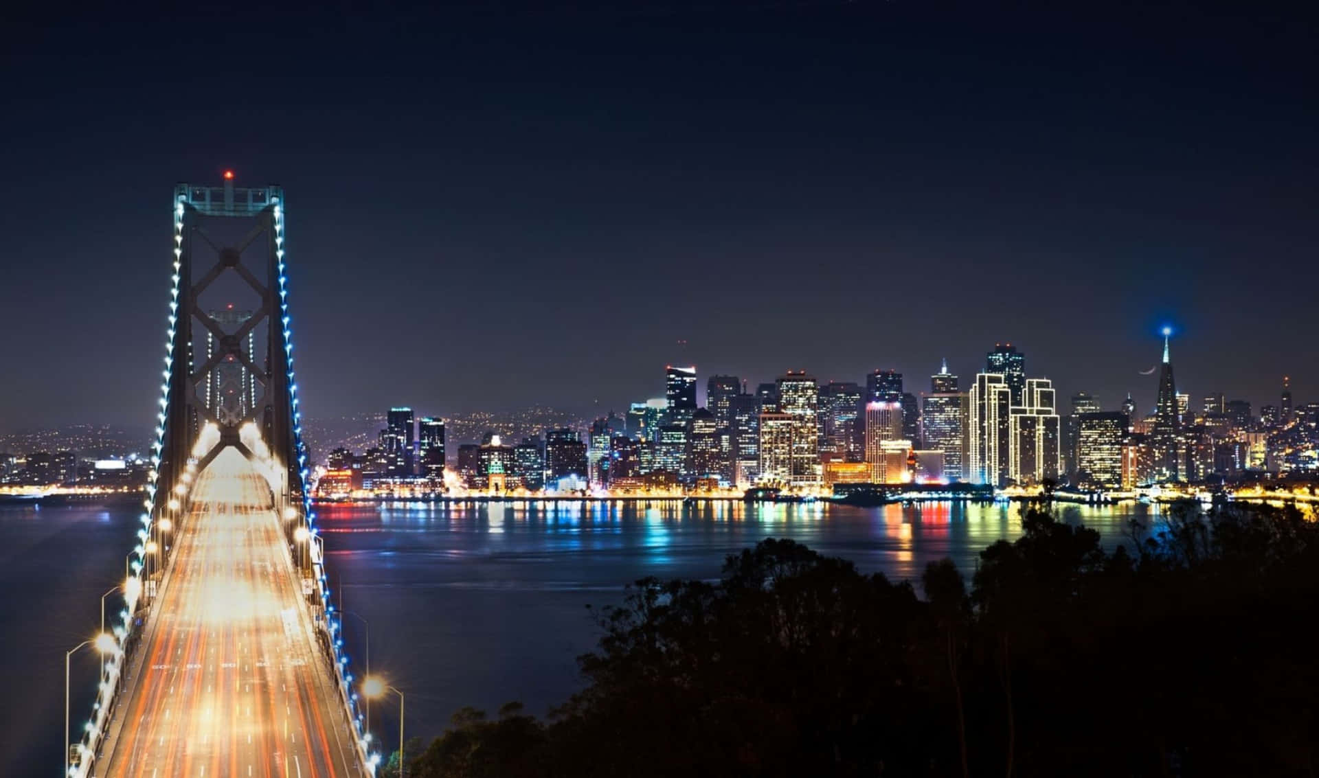 San Francisco Bay Bridge At Night