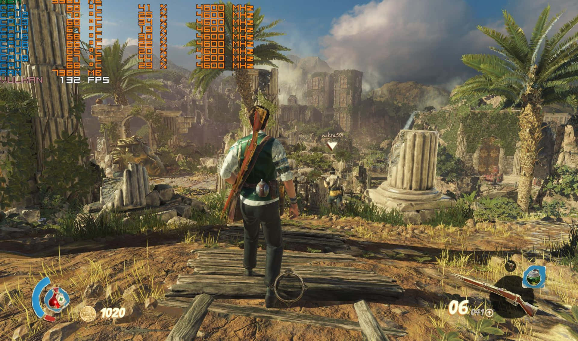 A Screenshot Of A Game With A Man Walking Through A Desert