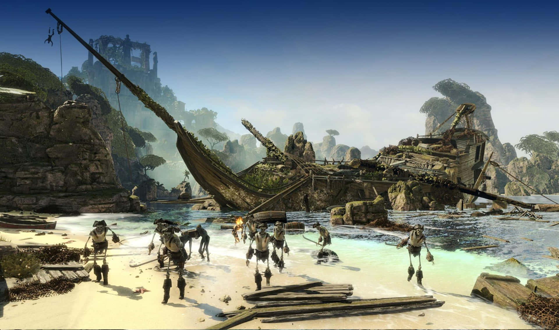 A Screenshot Of A Beach With A Group Of People On It