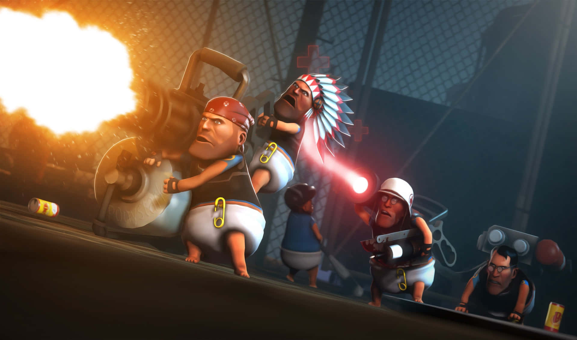 2440x1440 Team Fortress 2 Small Characters Background