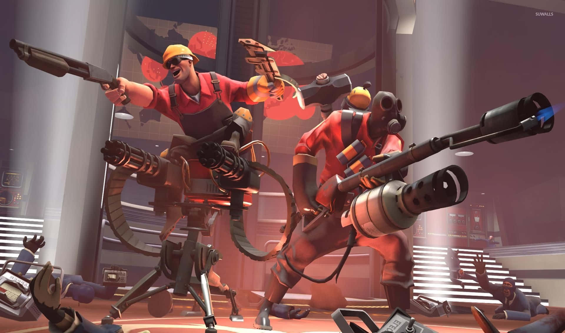 2440x1440 Team Fortress 2 Engineer And Pyro Background