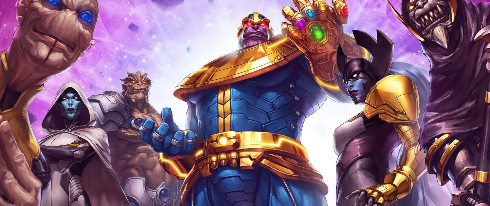 2560 X 1080 Marvel Thanos Gems Wallpaper