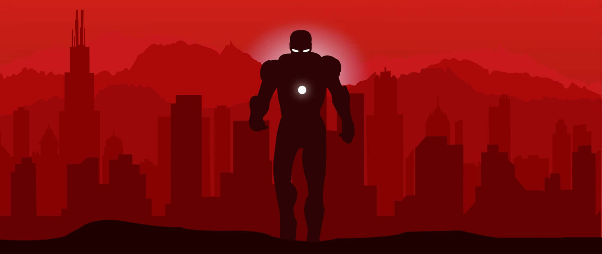 2560 X 1080 Marvel Iron Man Silhouette Wallpaper