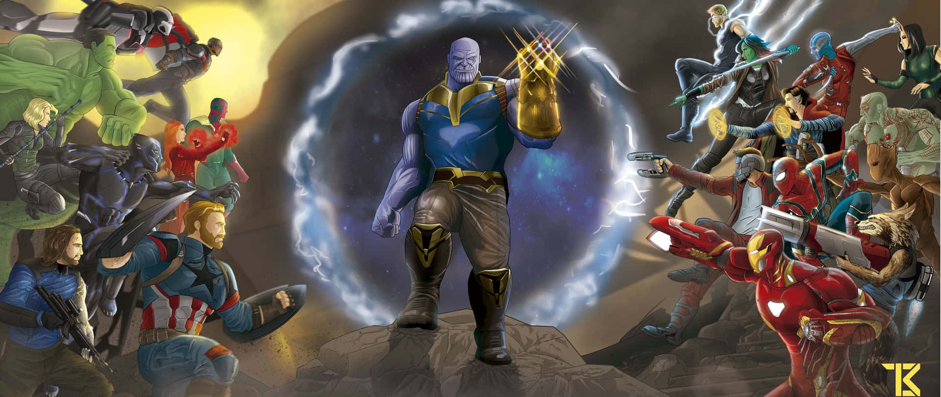 2560 X 1080 Marvel Supervillain Thanos Wallpaper