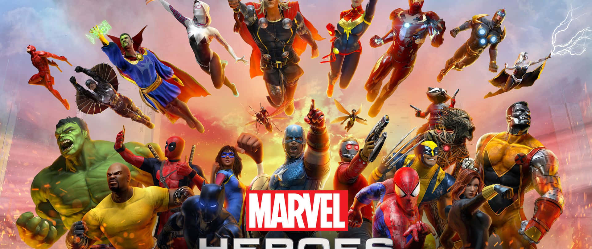 2560x 1080 Marvel Superhelden Sammlung Wallpaper