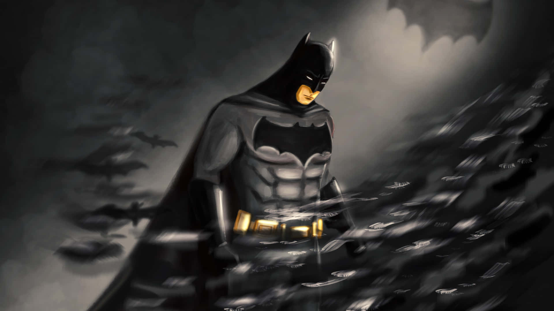 Batmanspreder Sine Vinger For At Bekæmpe Det Onde. Wallpaper