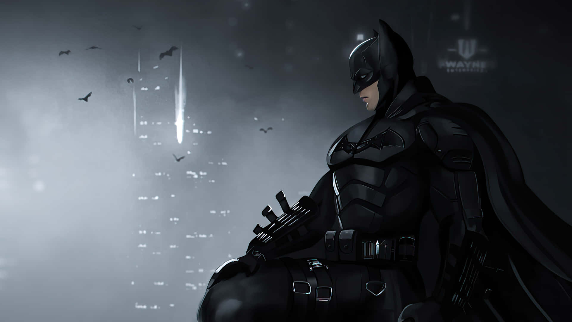 Batman in a Dynamic Moment Wallpaper