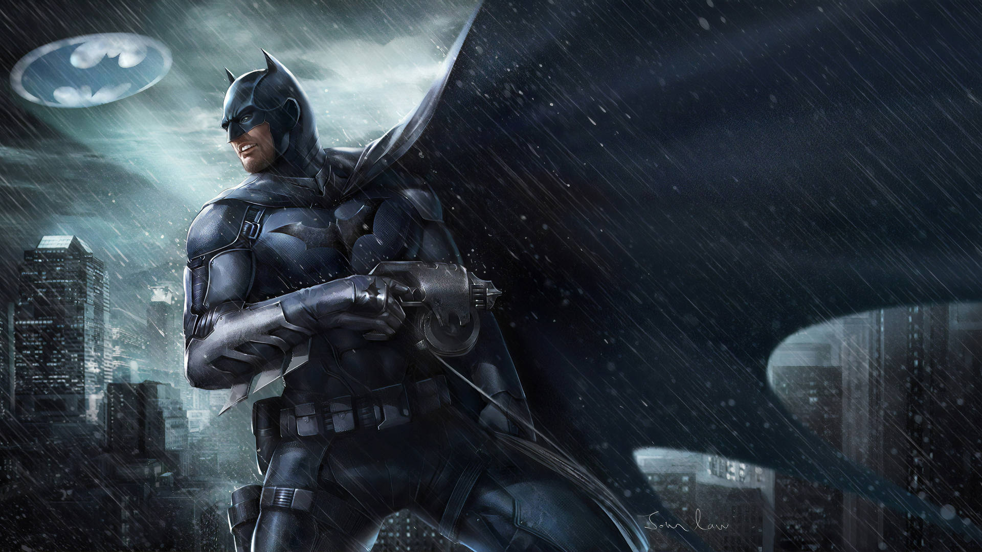 Bat Signal Over Gotham City Wallpaper