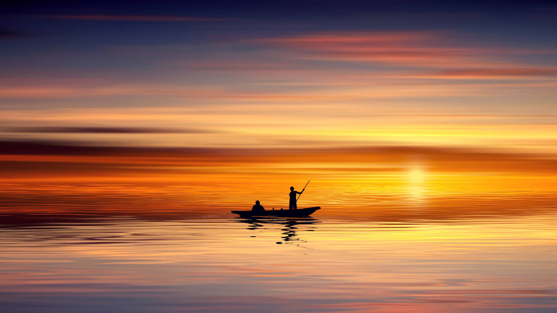 2560 X 1440 Sea Fisherman During Sunrise Wallpaper