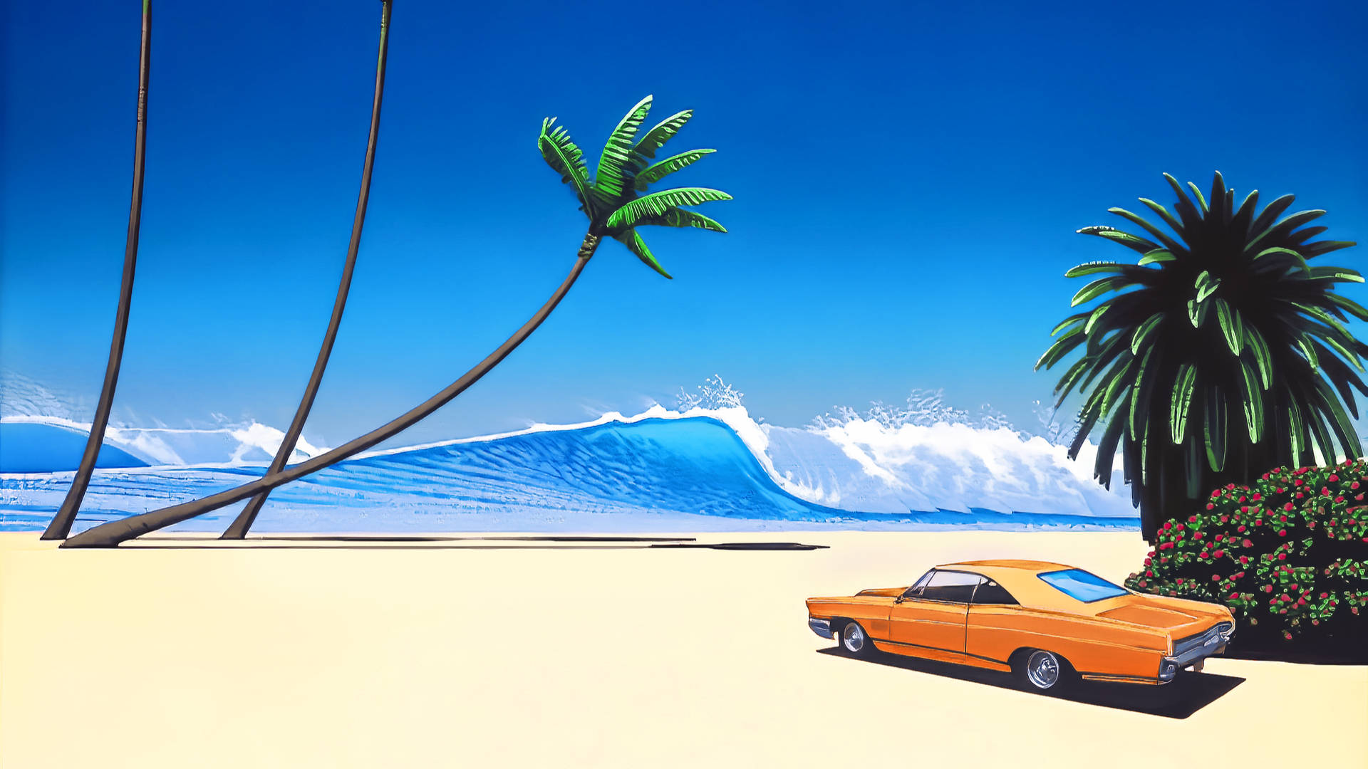 2560 X 1440 Sea Orange Car Wallpaper