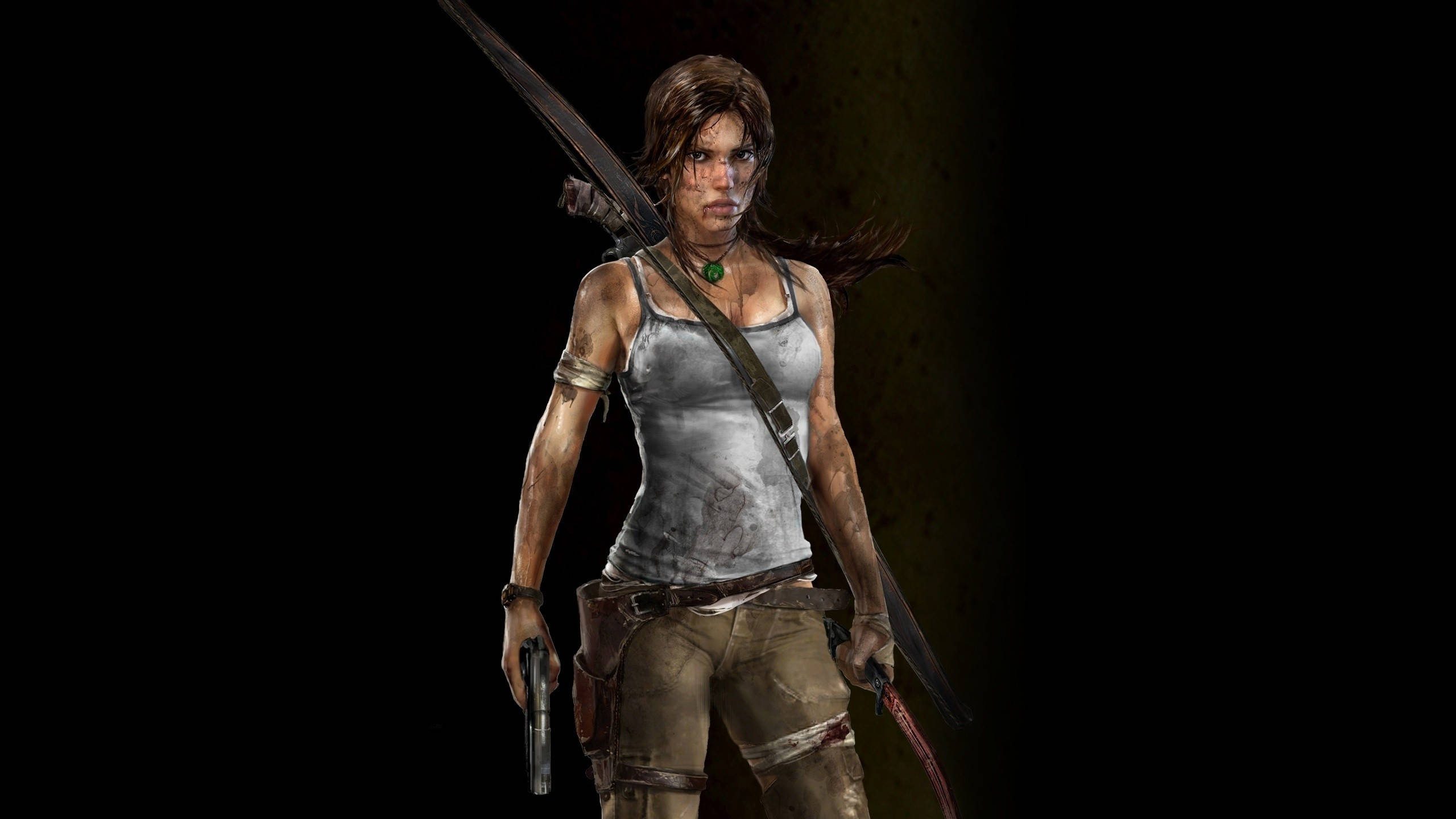 2560 X 1440 Tomb Raider Black Aesthetic Lara Croft Wallpaper