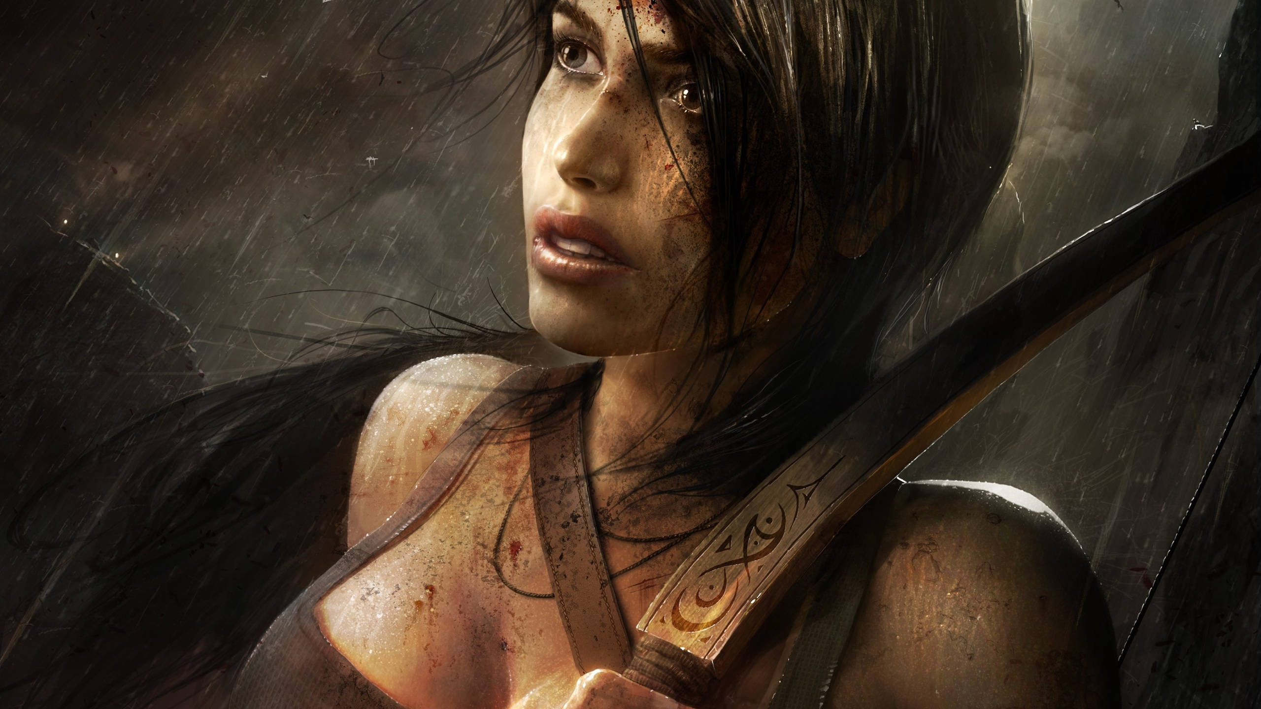 2560 X 1440 Tomb Raider Lara Close Up Art Wallpaper