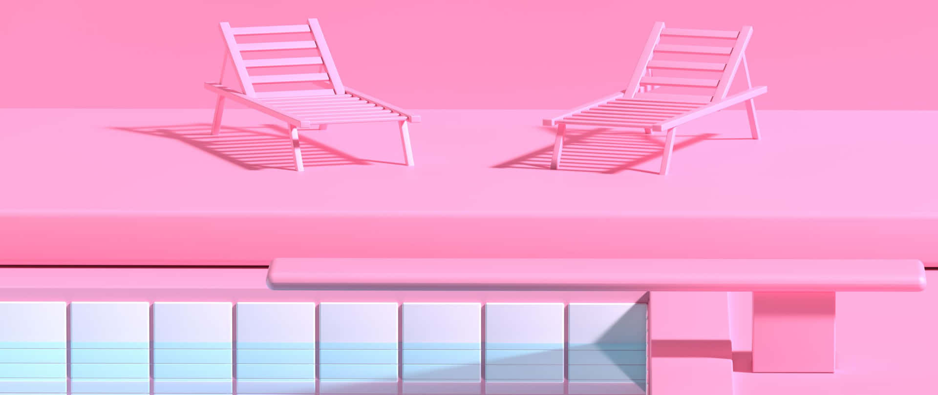 Two Pink Chairs On A Pink Background
