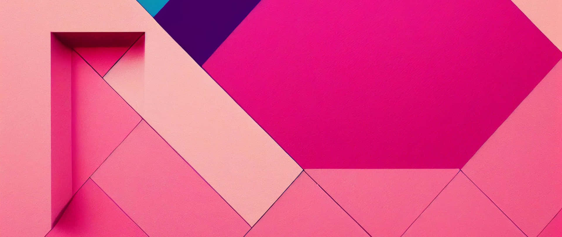 A Pink And Purple Geometric Wall With A Door