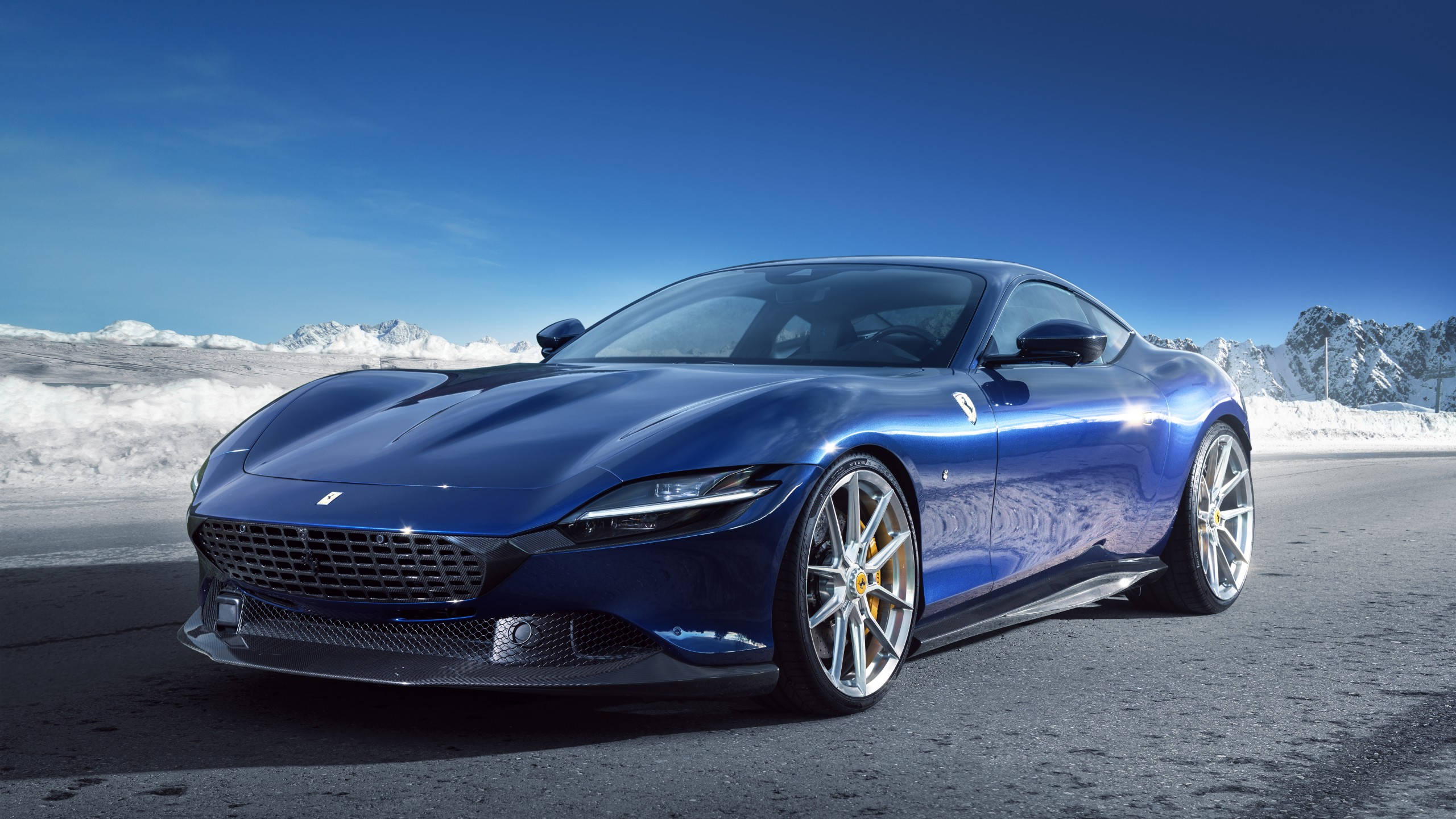 Download 2560x1440 Car Blue Ferrari Roma Wallpaper 
