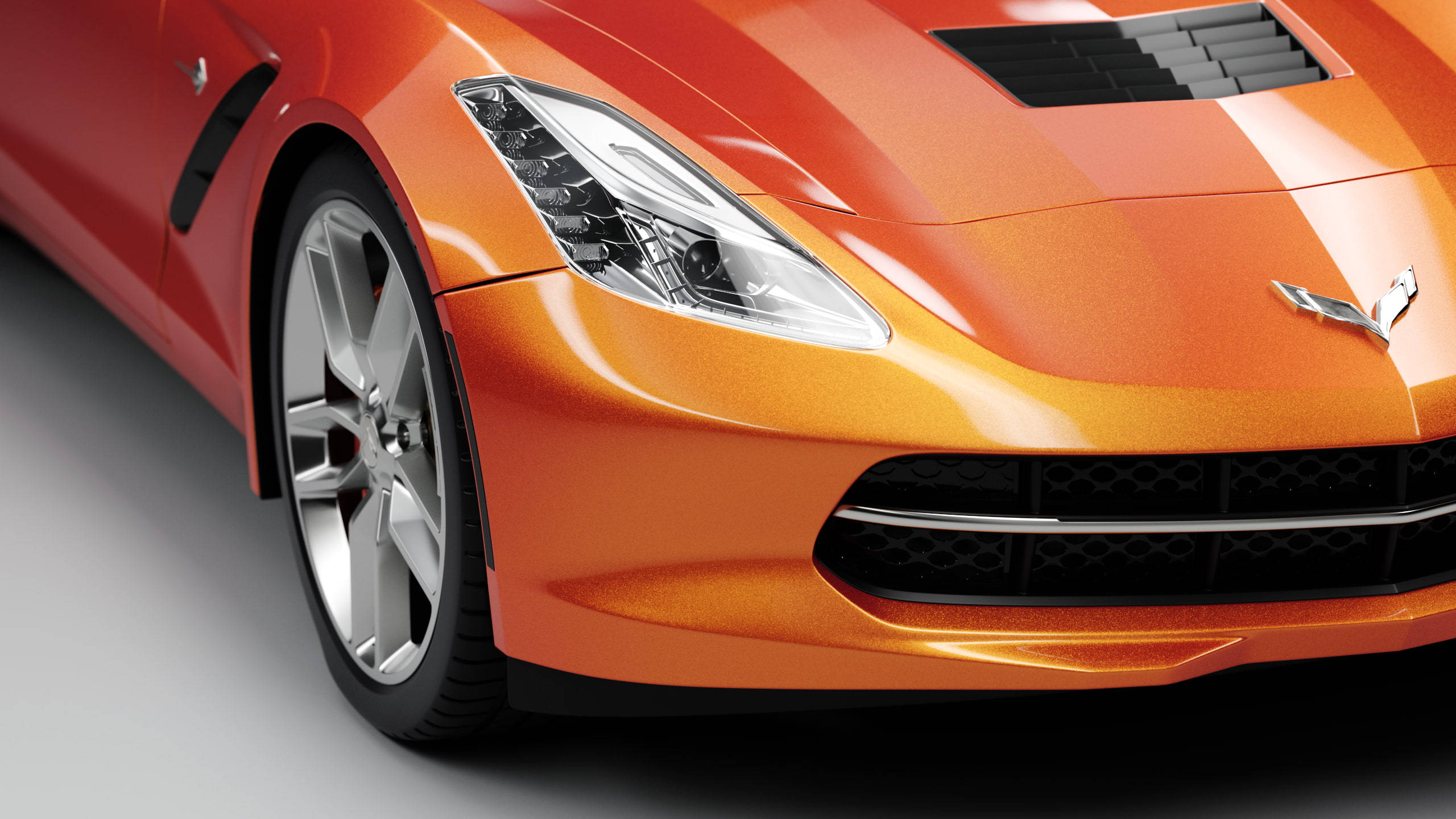 2560x1440 Car Orange Chevrolet Corvette Wallpaper