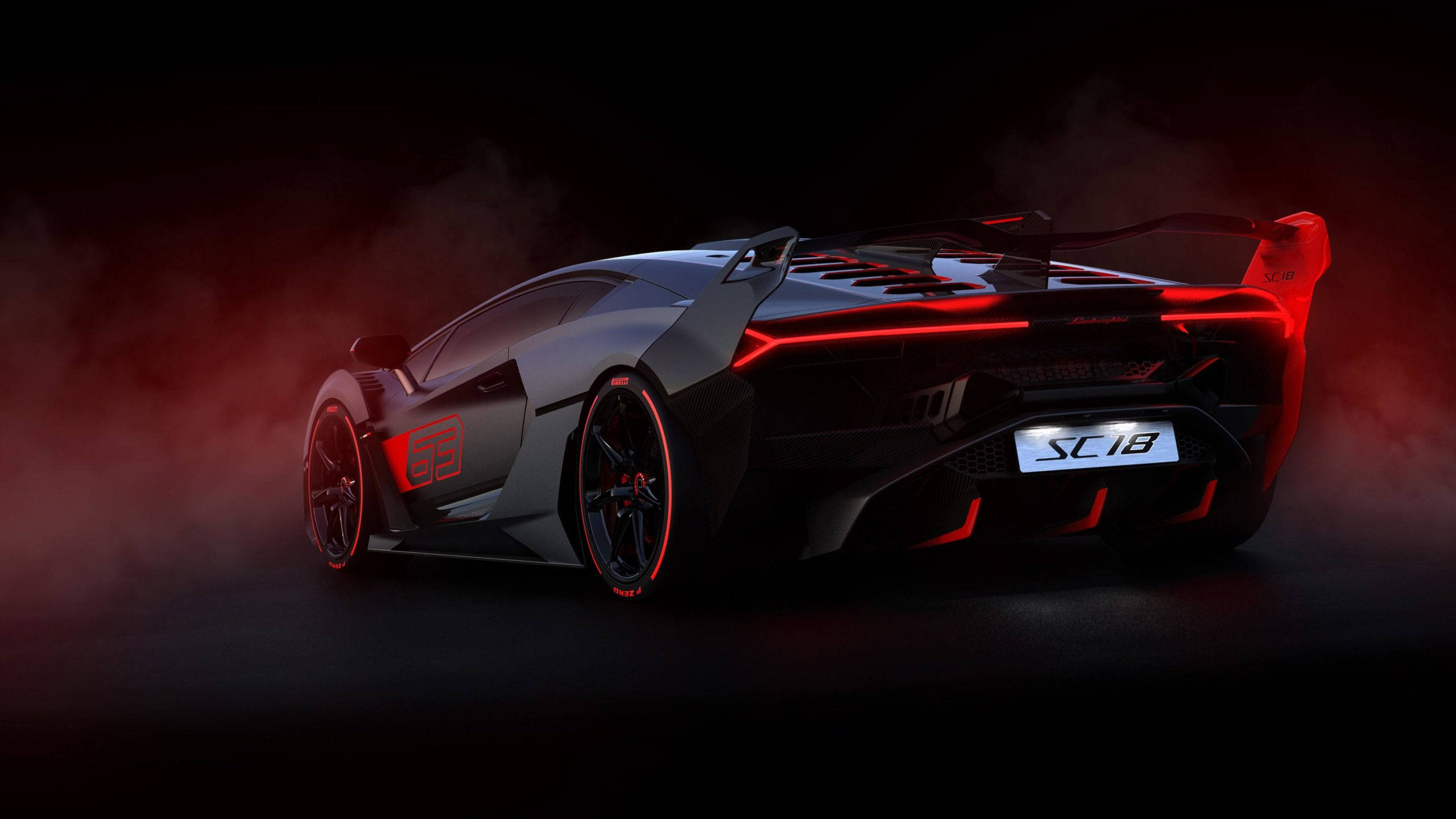 2560x1440coche Lamborghini Aventador Rojo Y Negro Fondo de pantalla