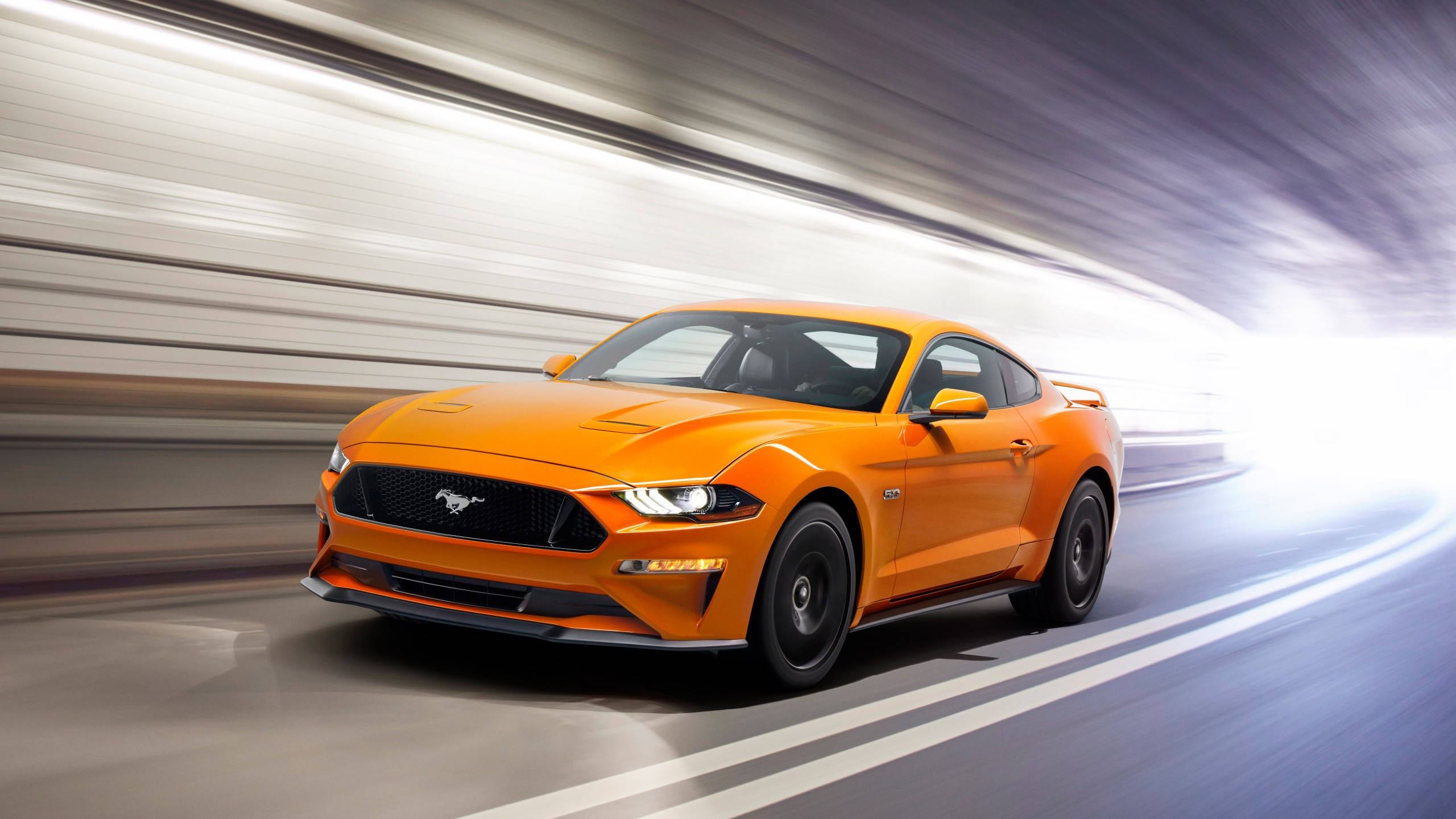 2560x1440auto Gelb 2019 Ford Mustang Wallpaper