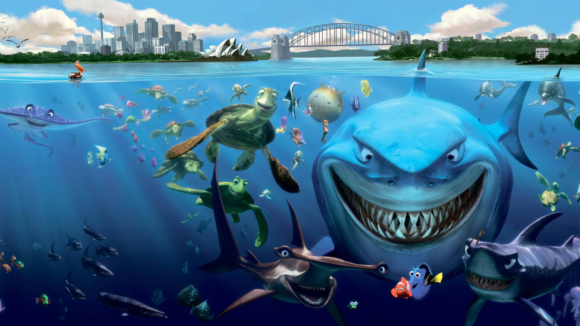 2560x1440 Disney Finding Nemo Cast sejler gennem den smukke hav Wallpaper