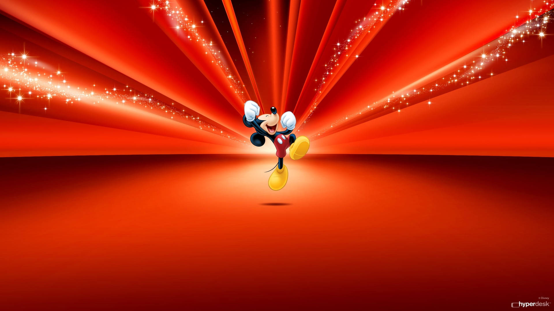 2560x1440 Disney Mickey Mouse On Red Wallpaper
