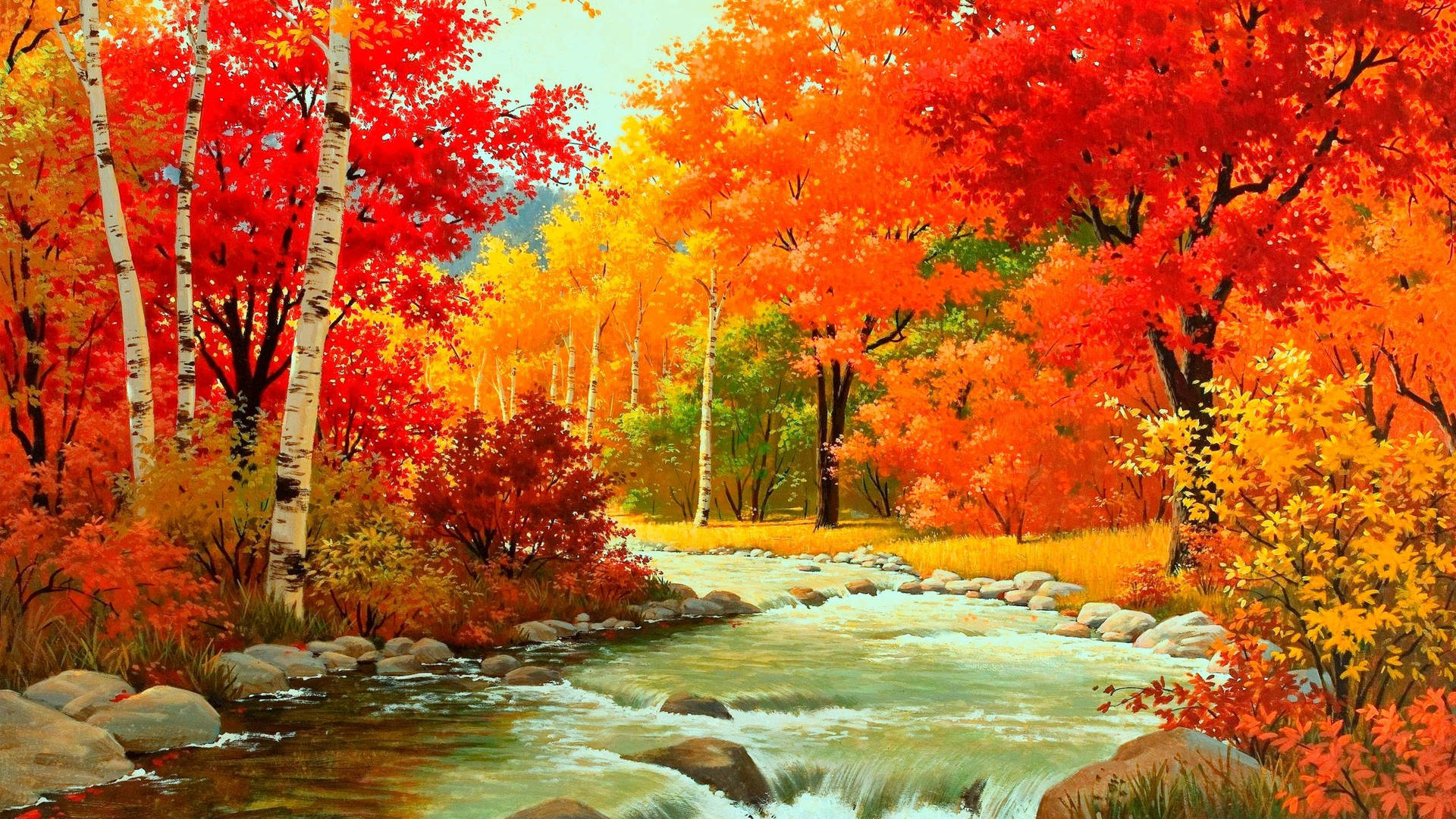 2560x1440 Fall Stream And Trees