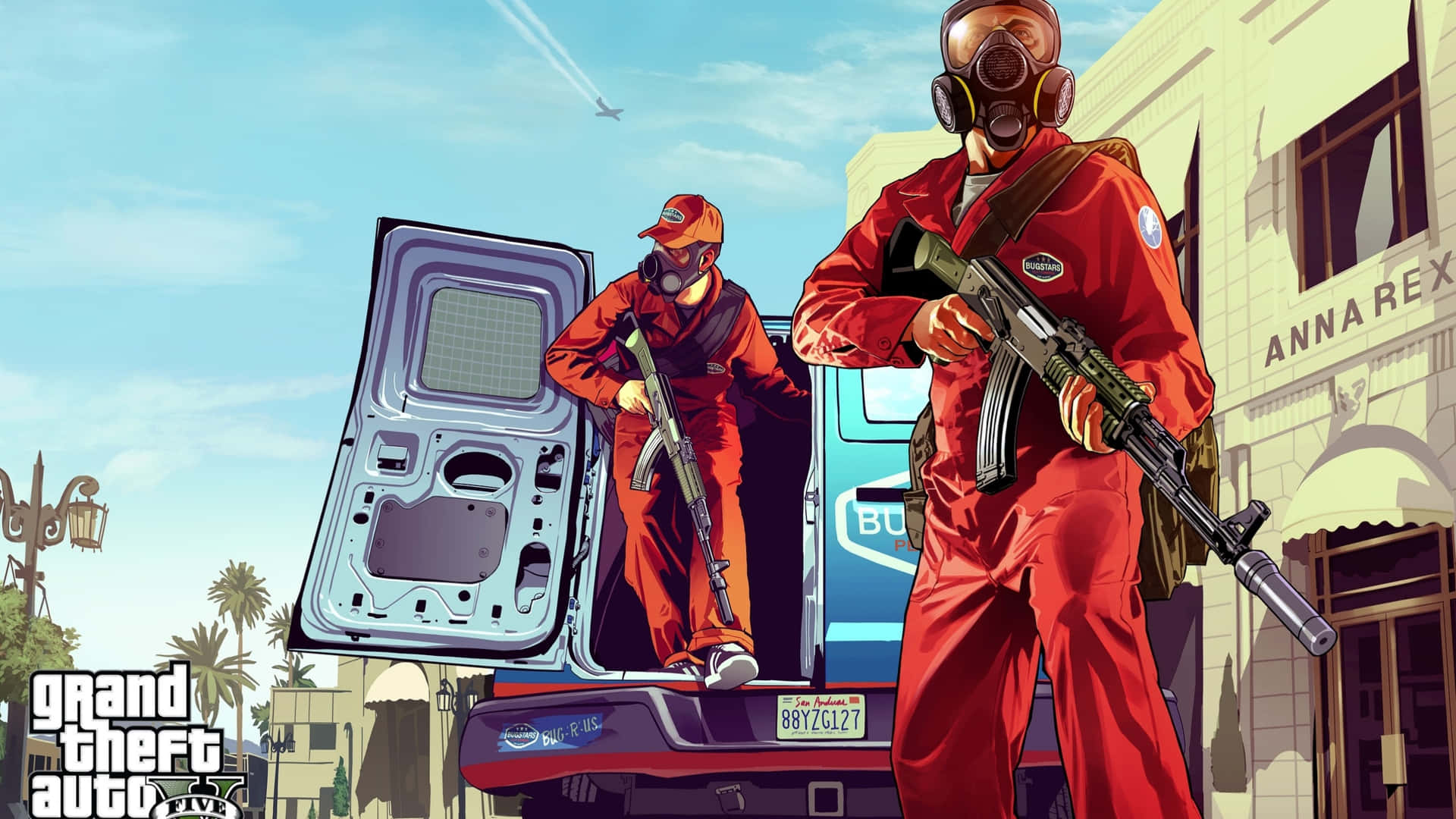 Explore the city of Los Santos and experience the thrill of Grand Theft Auto 5. Wallpaper