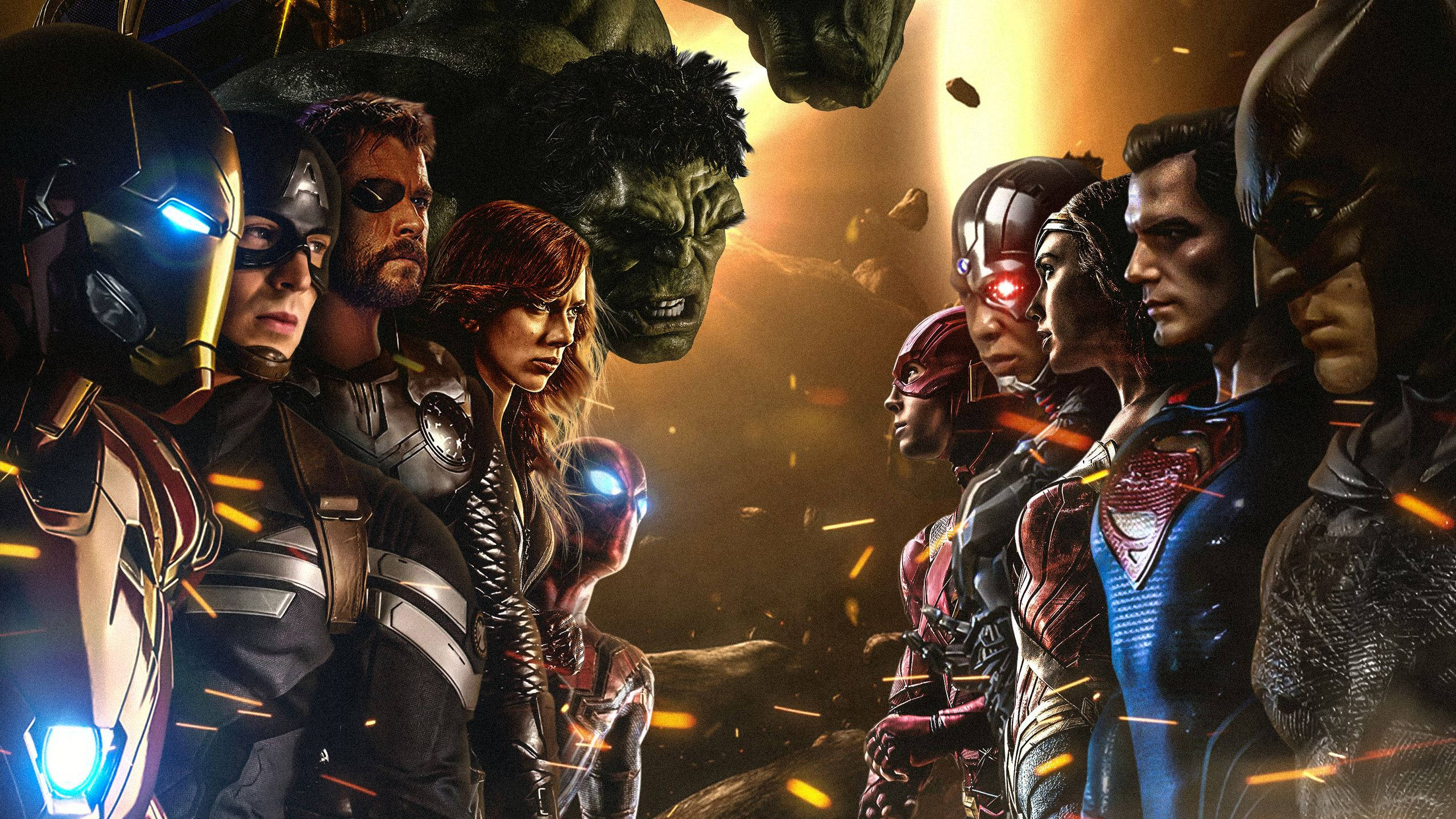 2560x1440 Marvel Avengers Justice League Wallpaper