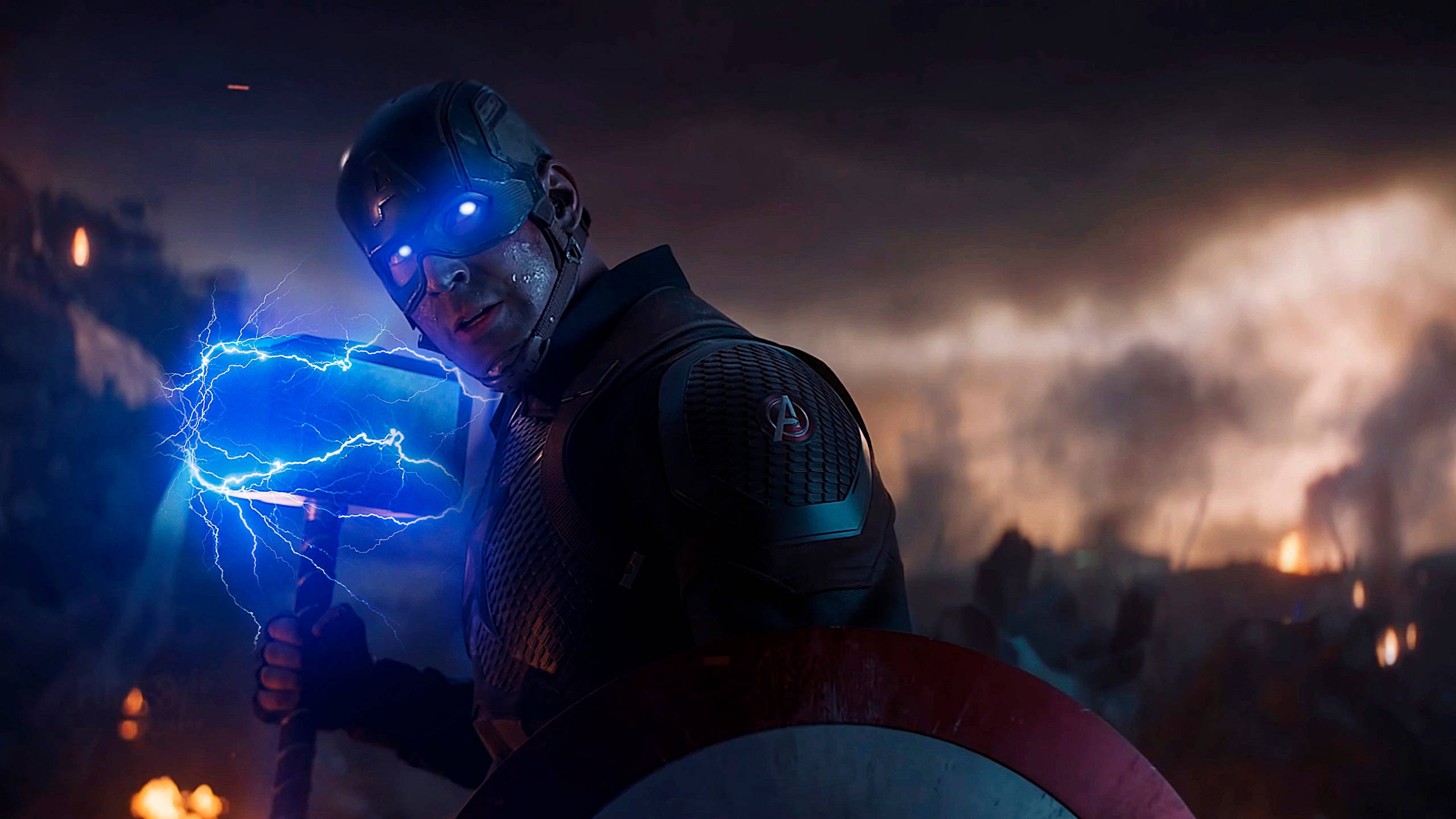 2560x1440 Marvel Captain America Mjolnir Background