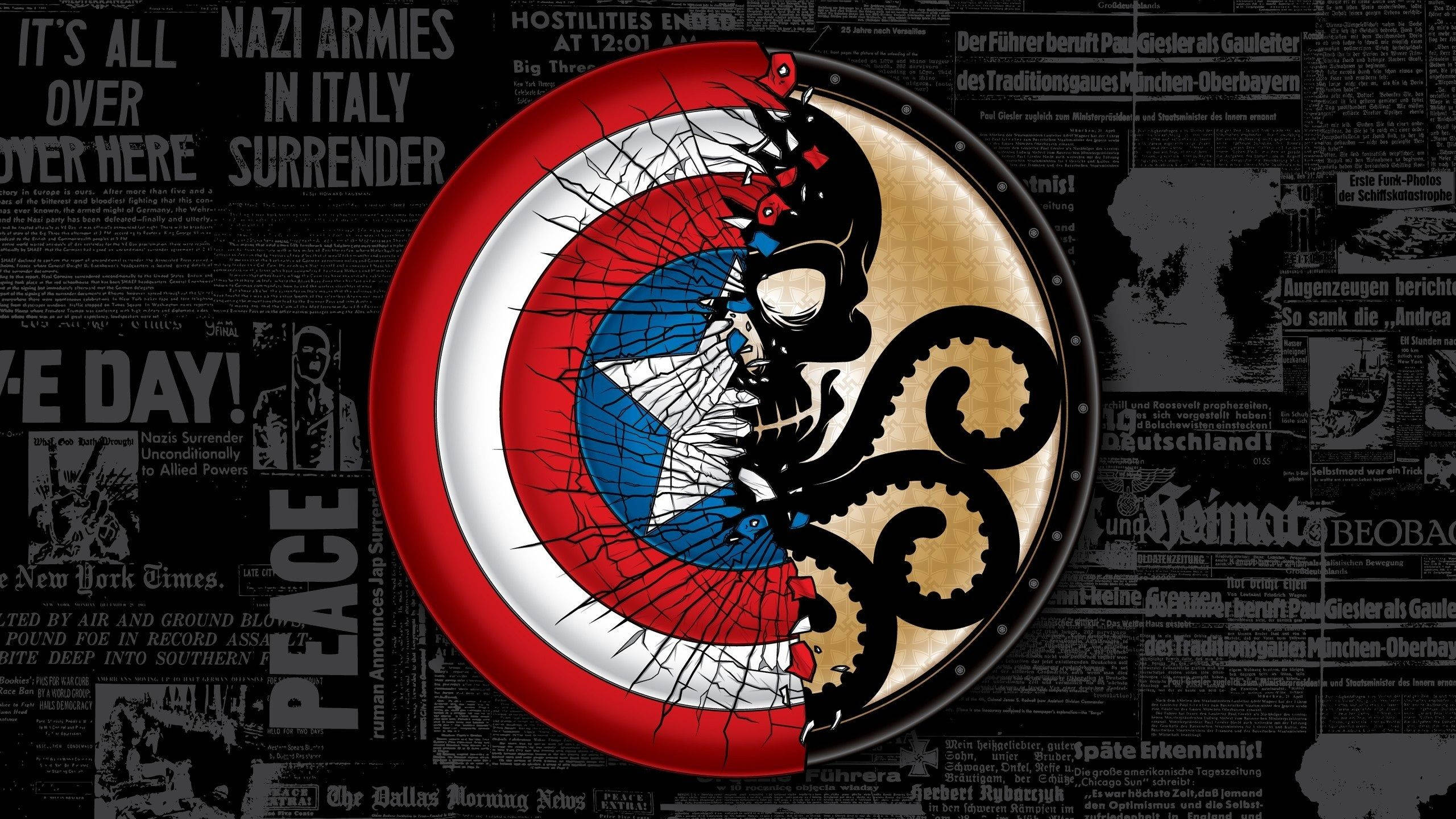 2560x1440 Marvel Captain America Shield Hydra Background