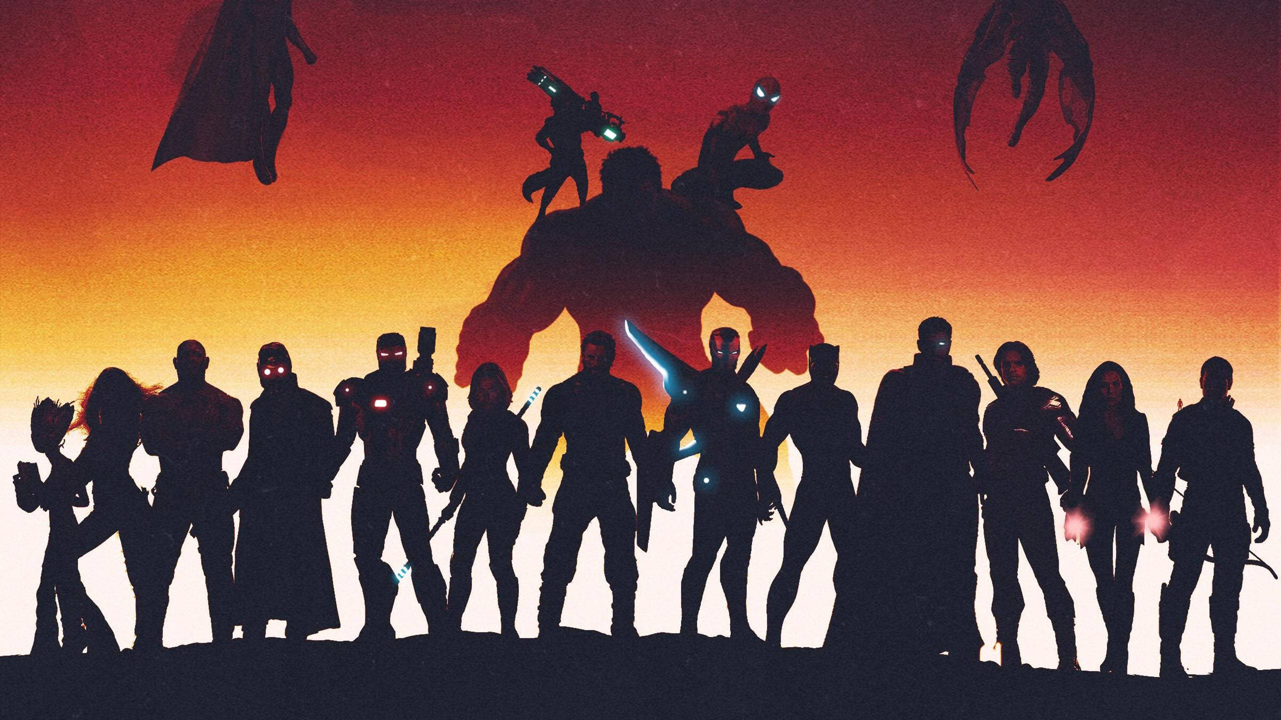 2560x1440 Marvel Heroes Silhouettes Wallpaper