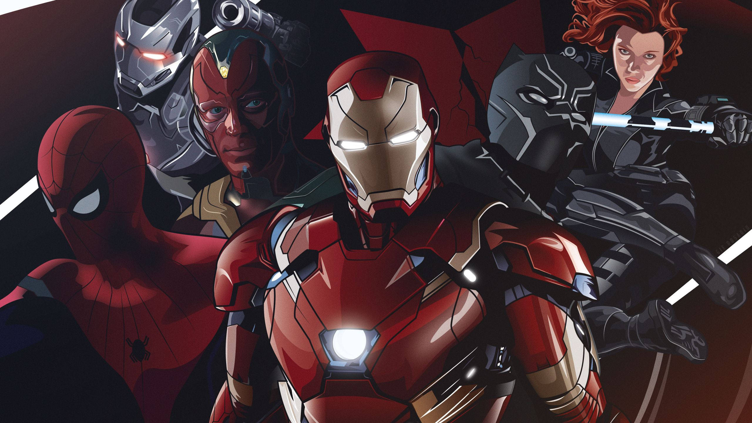 2560x1440 Marvel Team Iron Man Wallpaper